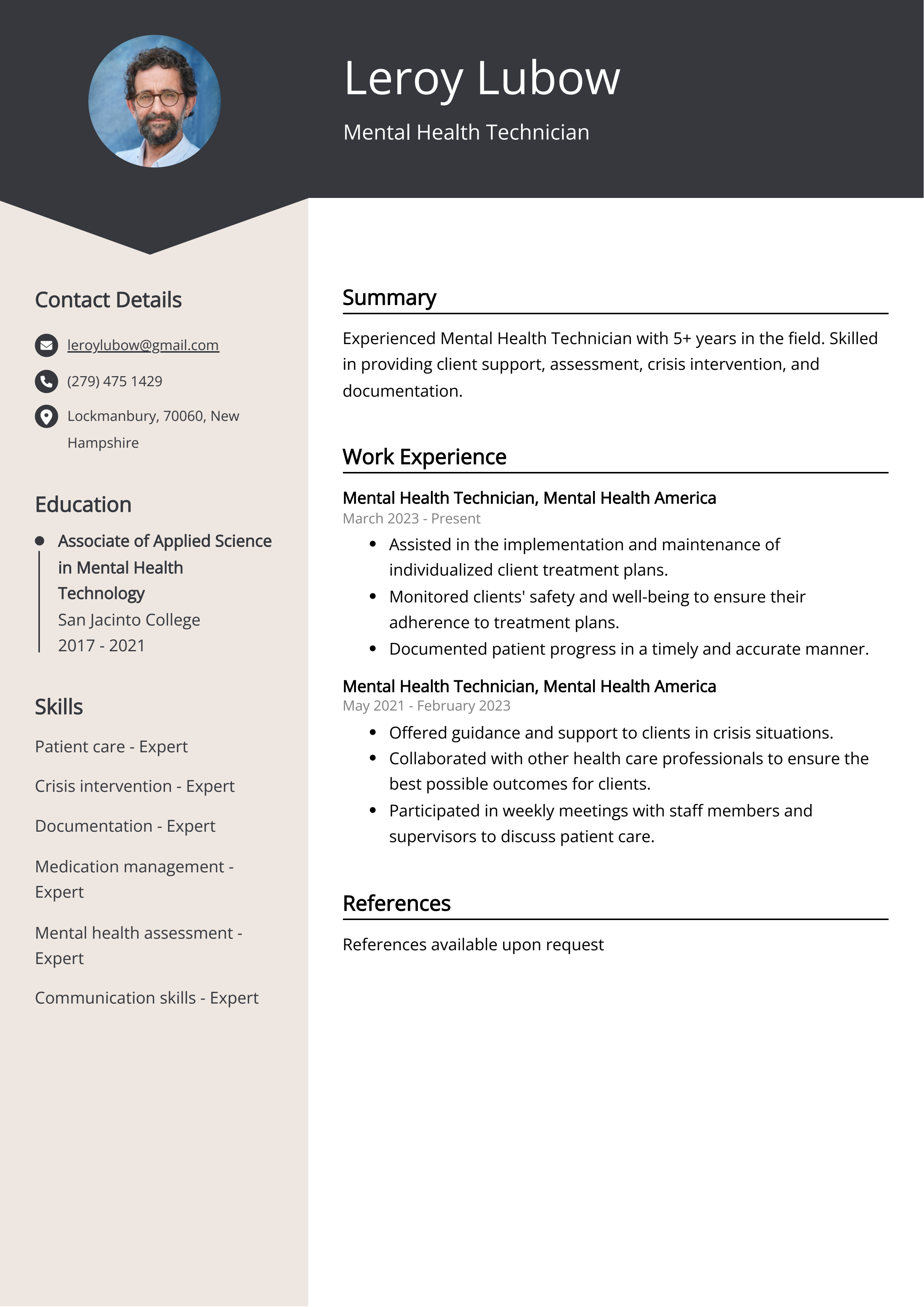 3 Successful Mental Health Technician Resume Examples And Writing Tips