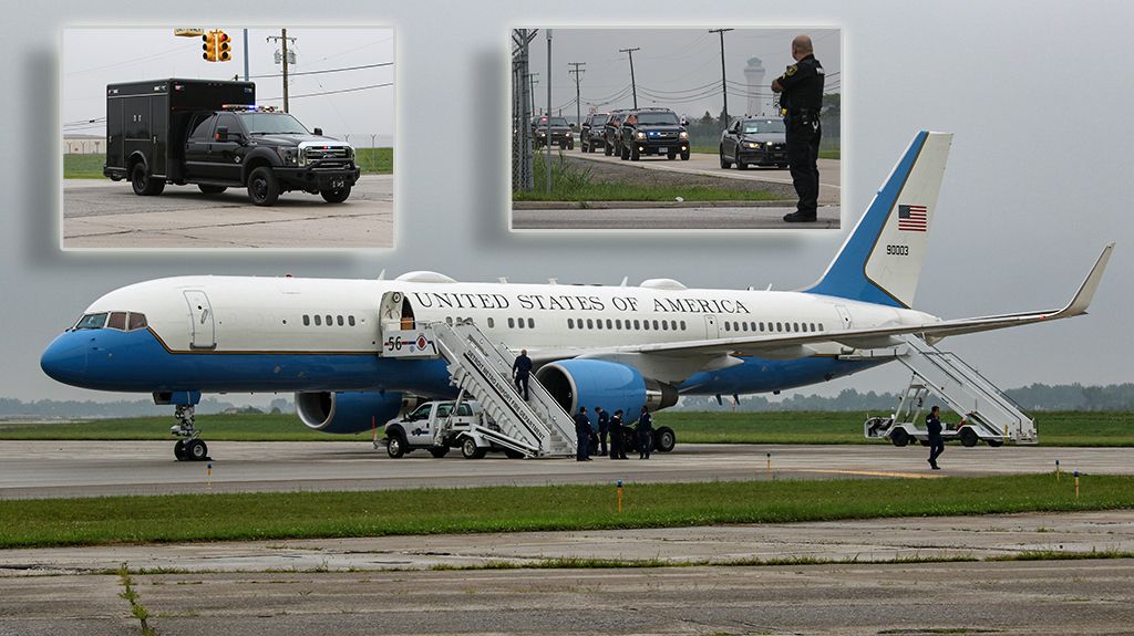 A Quick Look At The Boeing C 32A Flying As Air Force 2 Into Detroit And