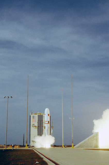 A Trident Ii D 5X3 Ballistic Missile Is Launched From A Flat Pad