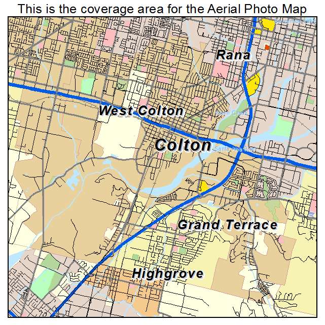 Aerial Photography Map Of Colton Ca California