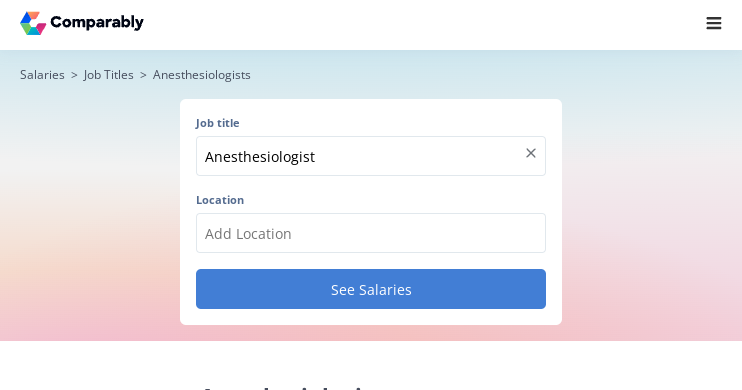 Anesthesiologist Salaries