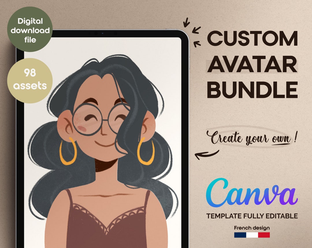 Avatar Custom Kit Canva Template Avatar Bundle Portrait Etsy Uk