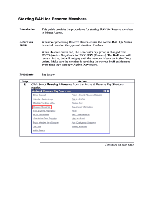 Fillable Online Starting Bah For Reserve Members Fax Email Print