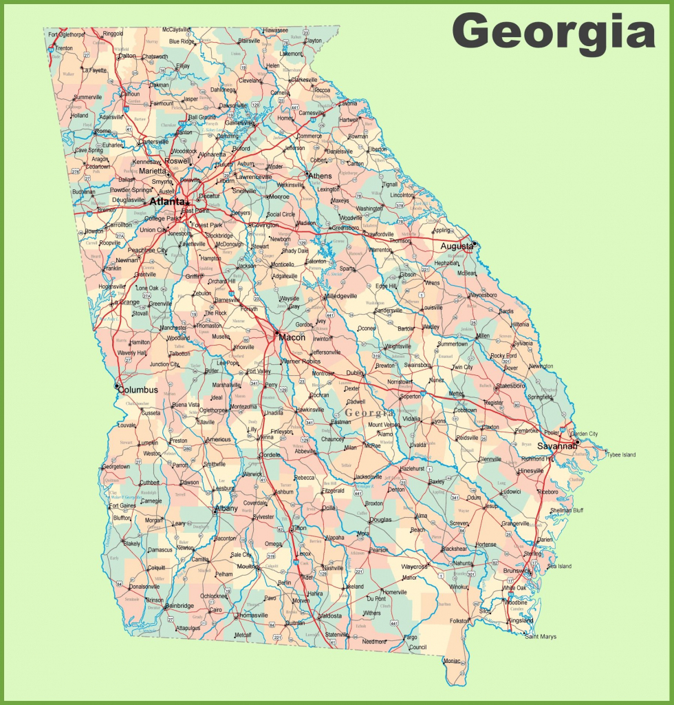 Georgia Road Map With Cities And Towns Ga Map In 2019 Highway Inside Georgia State Map