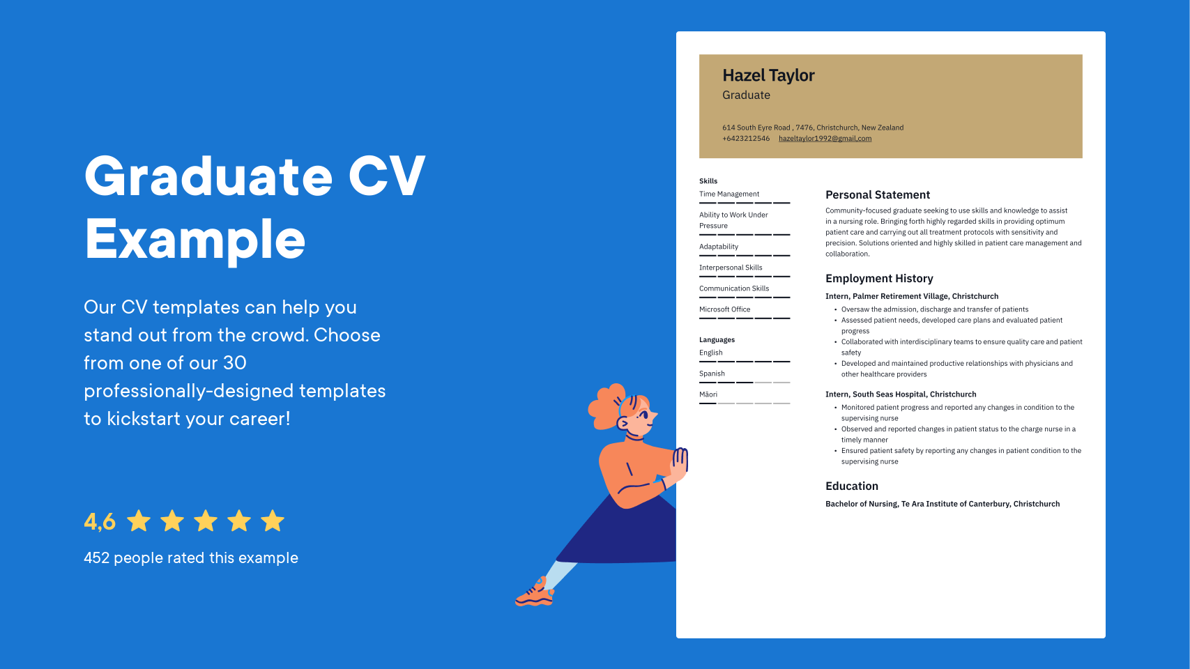 Graduate Cv Example Template For New Zealand 2025 Cvapp Nz