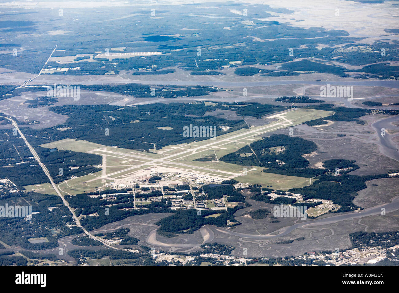 High Angle View Of The Marine Corp Air Station And Runways In Beaufort