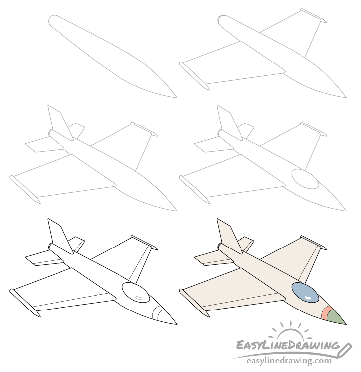 How To Draw A Fighter Jet Step By Step Drawing Tutorials Fly Drawing