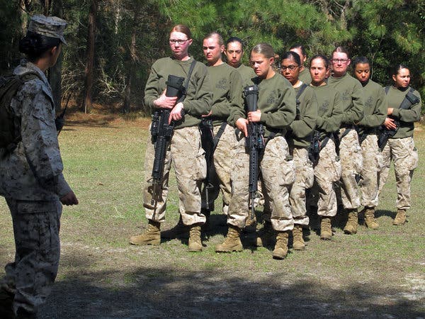 Male And Female Us Marines Begin Training Together At Boot Camp For