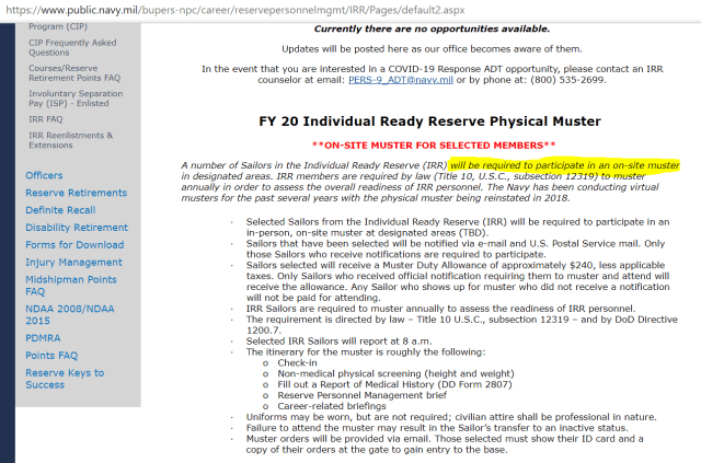 Military Individual Ready Reserve Irr Details On All 5 Branches