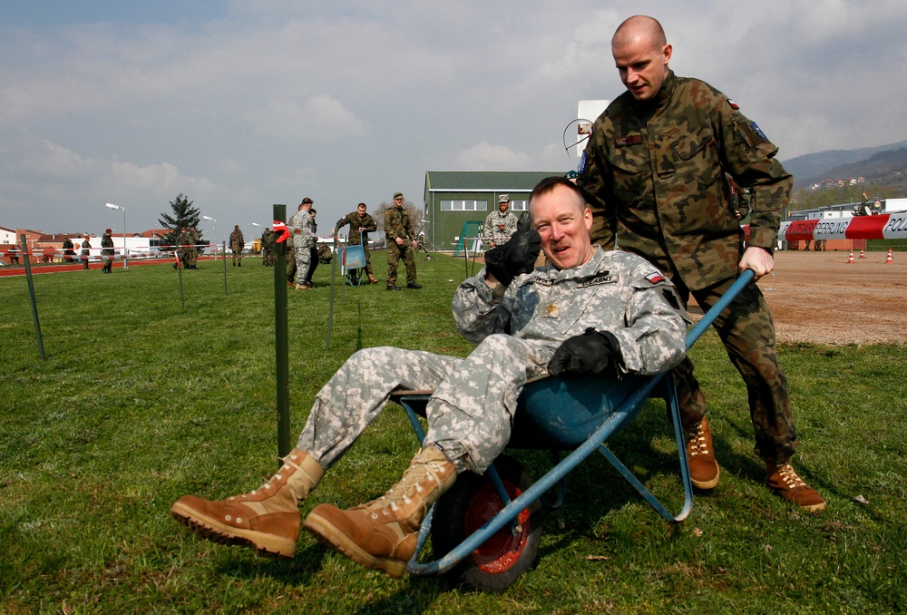 Multinational Soldiers Deployed To Kosovo Compete In German Camp Day