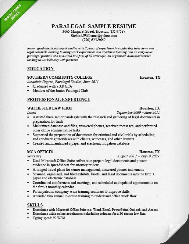 Paralegal Resume Sample Amp Writing Guide Resume Genius Resume Examples Resume Tips No