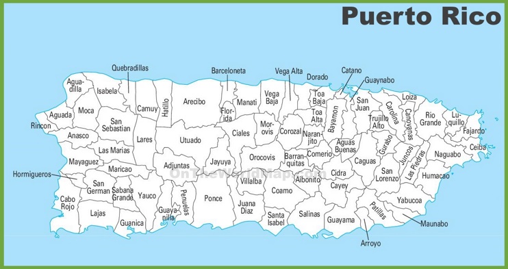 Puerto Rico Map With Cities