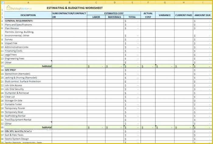 Residential Building Schedule Template