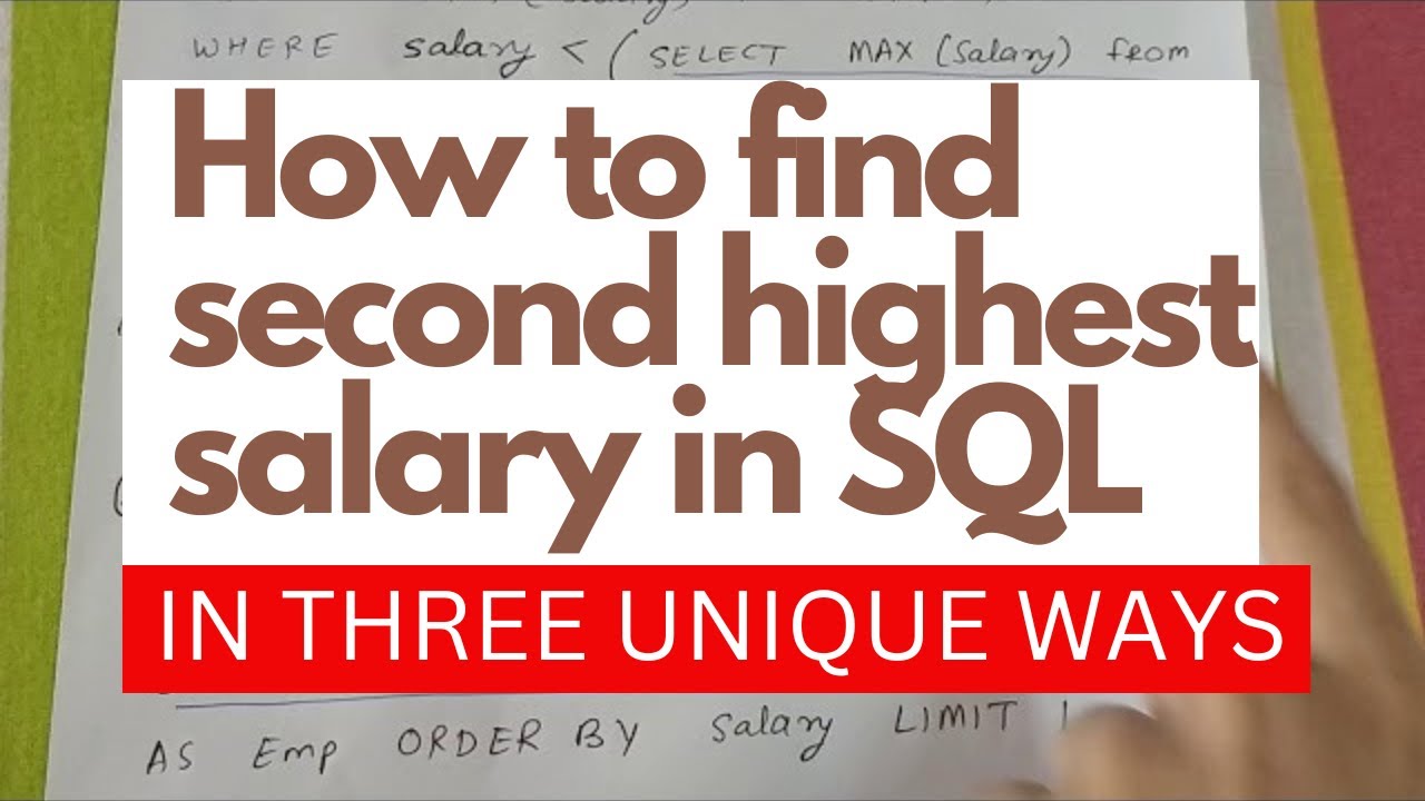 Sqlrevisited 5 Ways To Find The Second Highest Salary Of Employee In Sql Solved