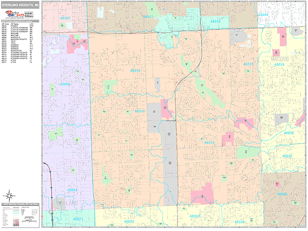 Sterling Heights Michigan Wall Map Premium Style By Marketmaps