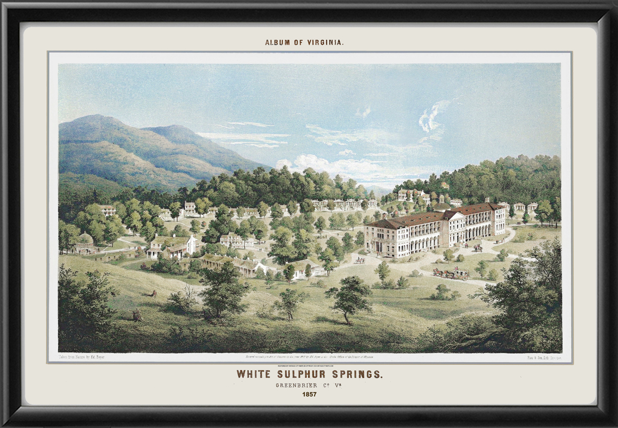 The Greenbrier White Sulphur Springs 1857 Vintage City Maps