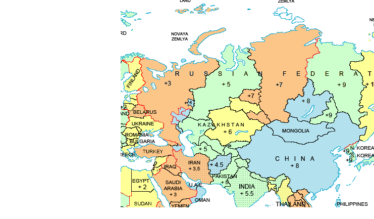 Time Zones In Russia Map Cities And Towns Map