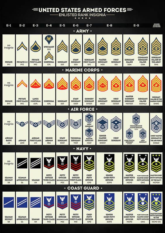 Us Army Digital Art United States Armed Forces Enlisted Rank Insignia