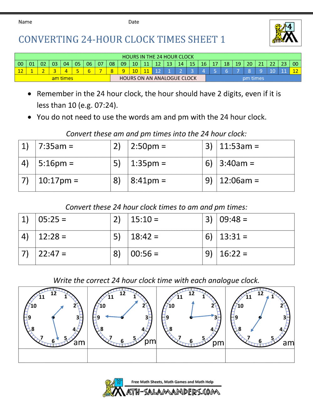 What Is 9Pm Military Time Convert 12 Hour To 24 Hour Time