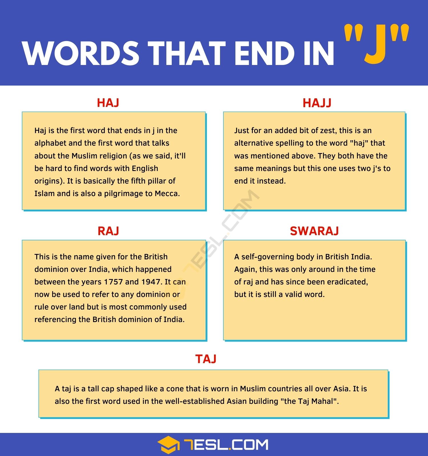 Words That End In J